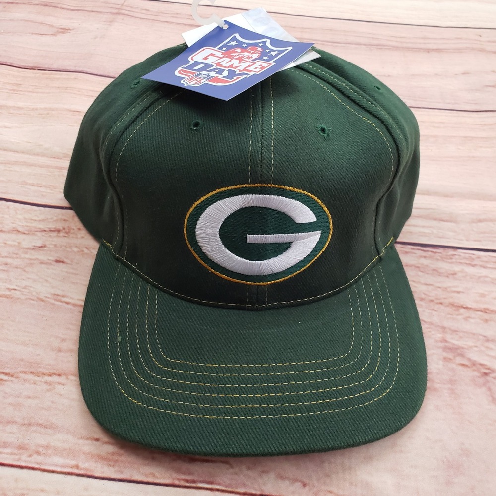 NEW Vintage Green Bay Packers‎ Hat Cap Snap Back Green NFL Football Mens 90s B5